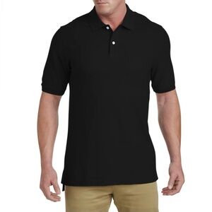 Harbor Bay Pocket Pique Black Polo Shirt